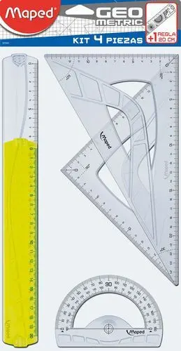 ESTUCHE DE DIBUJO 4 PIEZAS + 1 REGLA 20CM MAPED