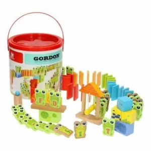 GORDON 100 PZAS. WOODEN FROG DOMINO DOMINÓ DE MADERA RANAS