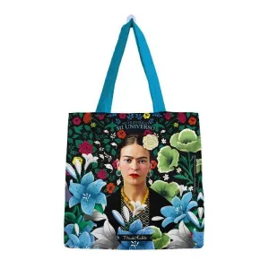 BOLSA ALGODON FRIDA KAHLO PEQUEÑA FLORES CELESTES