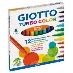 ROTULADOR GIOTTO TURBO COLOR FINO 12 COLORES SURTIDOS