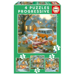 PUZZLES CIUDAD DE CONEJITOS 12+16+20+25 PZAS.