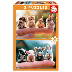 PUZZLES 2×20 BEBÉS ANIMALES