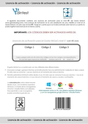 BADYG E1 LICENCIA DE ACTIVACIÓN ONLINE 45 USOS
