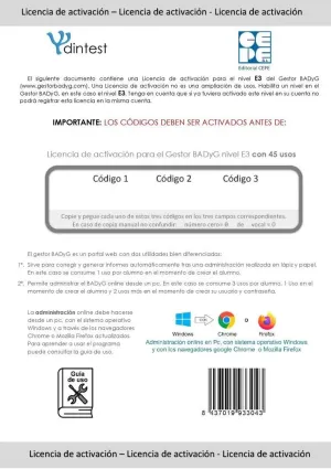 BADYG E3 LICENCIA DE ACTIVACIÓN ONLINE 45 USOS