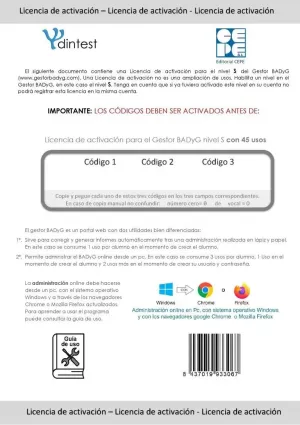 BADYG S LICENCIA DE ACTIVACIÓN ONLINE 45 USOS