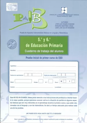 PAIB 3 CUADERNO 5º 6º PRIMARIA 1º ESO