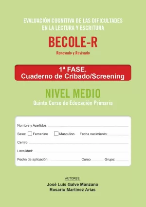 BECOLE-R. CUADERNO DE CRIBADO MEDIO