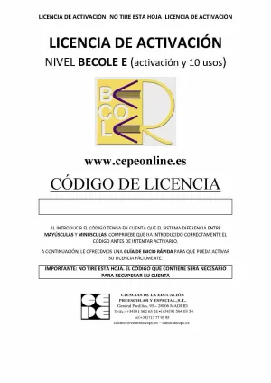 BECOLE-R  E. LICENCIA ON LINE (10 USOS) ELEMENTAL