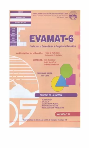 EVAMAT 6 - 1 CUADERNO + 1 USO DE CORRECCION